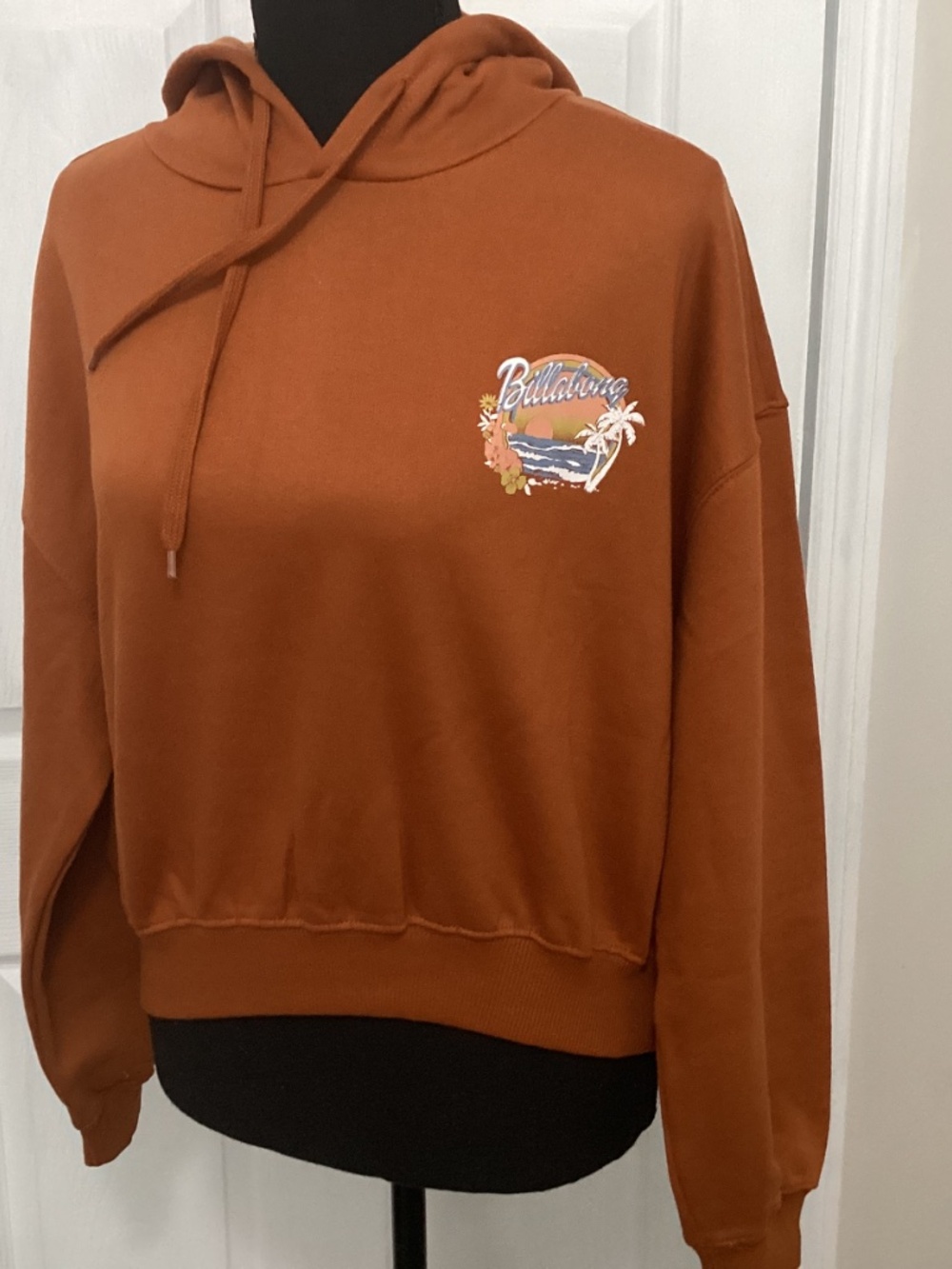 Billabong Women’s Lazy Daze Cropped Hoodie Burnt Orange Rust Small  NWT Surf - Picture 2 of 13